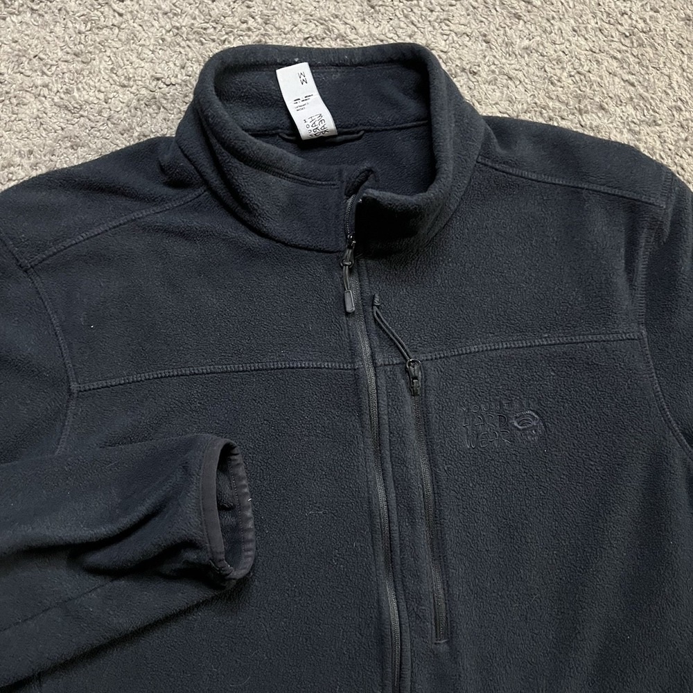 Mountain Hardwear Fleece Jacket Mens M Black Full Zip Mock Neck OM3885 Outdoor - Picture 5 of 6